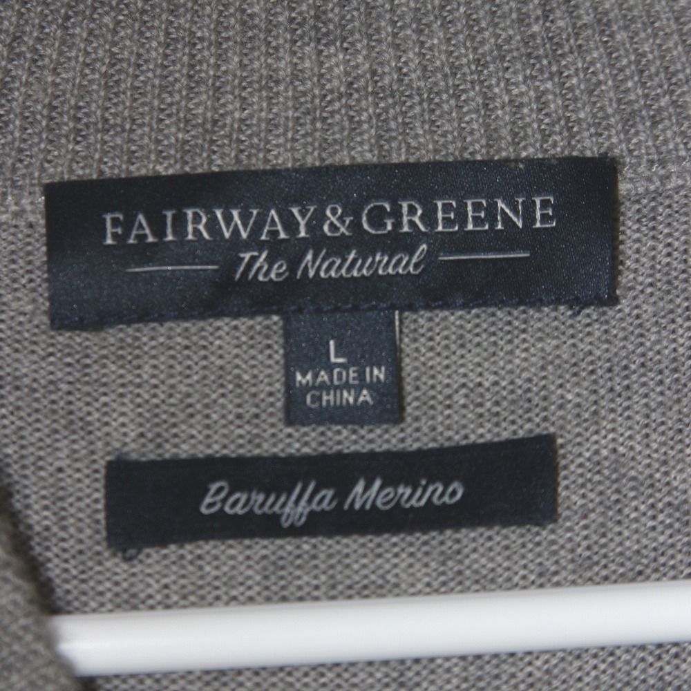 Fairway Greene Sweater Mens L Gray Baruffa Merino Quarter Zip Logo 1899 Luxury - Picture 3 of 6